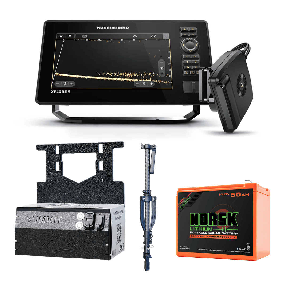 Humminbird Ice Xplore 10 Mega Live 2 / Summit Equipment Bundle